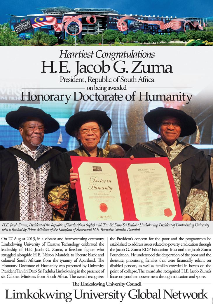 Heartiest Congratulations H.E. Jacob G. Zuma